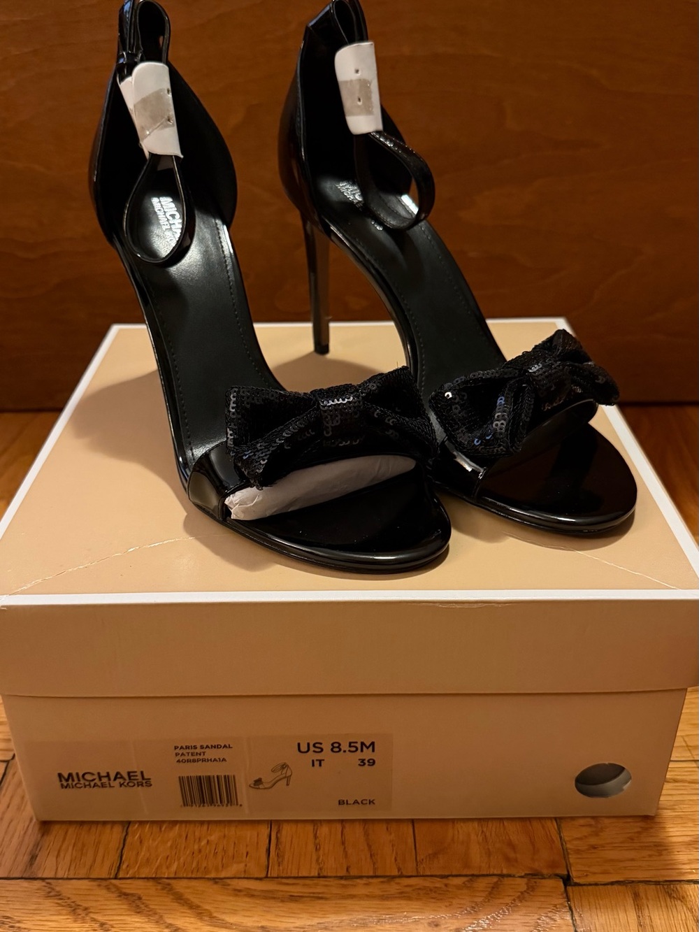 Michael Kors Black Patent Bow Stiletto Sandals - Picture 7 of 8